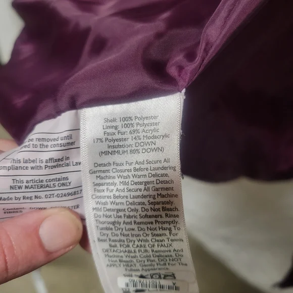 Eddie Bauer down long coat purple hooded - Picture 8 of 8